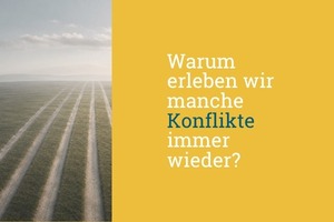 Mehrere parallel verlaufende Spurrillen in einer weiten Landschaft neben der Frage: „Warum erleben wir manche Konflikte immer wieder?“ | DR. EVA KINAST® - Kaderschmiede für Führungskräfte & Coaches